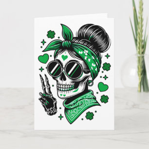 Tarjeta Día de San Patricio Moño Desordenado Cráneo Irland