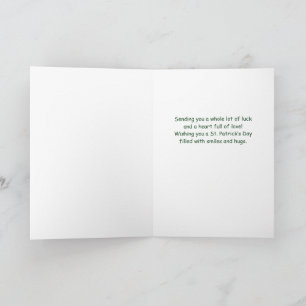 Tarjeta Día de San Patricio Niña Jirafa Adorable Tréboles