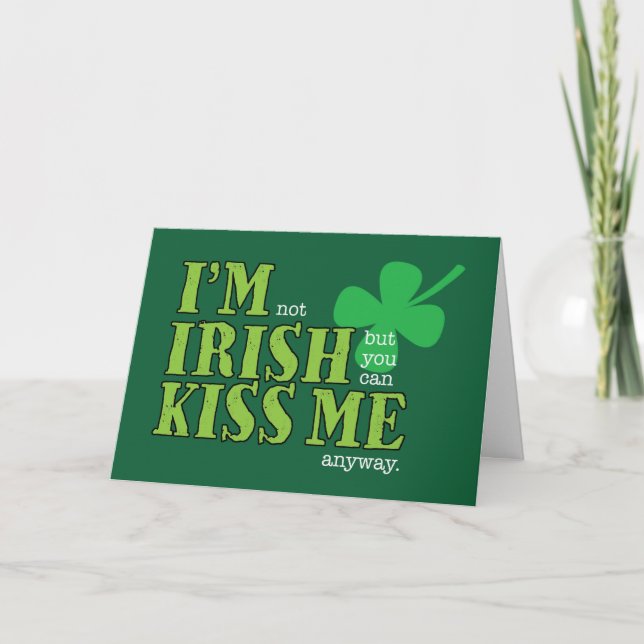 Tarjeta Día de San Patricio, no irlandés, bésame de todos  (Anverso)