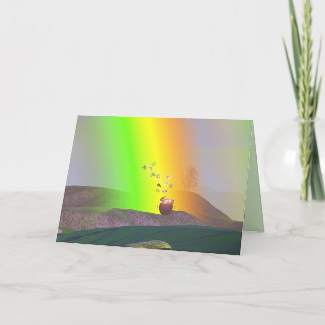 Tarjeta Día de San Patricio - Oro arcoiris (Anverso)