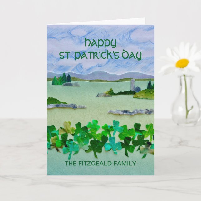 Tarjeta Día de San Patricio Paisaje Irlandés Personalizado (Planta pequeña)