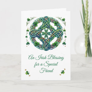 Tarjeta Día de San Patricio para amigo bendición del nudo 
