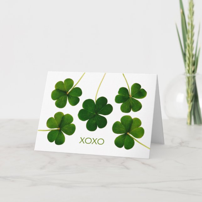 Tarjeta Día de San Patricio para Asociados, XOXO Shamrock (Anverso)