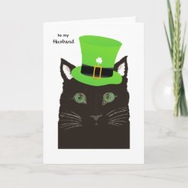 Tarjeta Día de San Patricio para el marido - Gato negro en