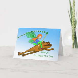Tarjeta Día de San Patricio para la Nieta, hada en la rana