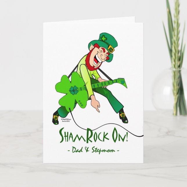 Tarjeta Día de San Patricio para papá y Stephanie, Leprech (Anverso)
