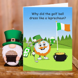 Tarjeta Día de San Patricio Pelota de Golf Leprechaun Adiv