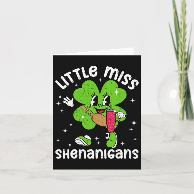 Tarjeta Día de San Patricio Pequeña Miss Shenanigans Shamr (Anverso)