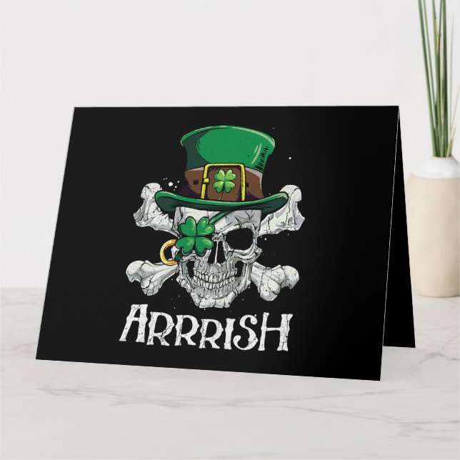 Tarjeta Día de San Patricio Pirata Arrrish Duende Chicos H (Anverso)