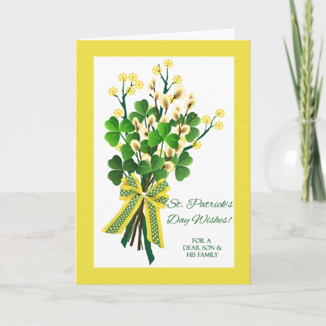 Tarjeta Día de San Patricio por su hijo y su familia (Anverso)