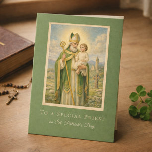 Tarjeta Día de San Patricio sacerdote católico Jesús