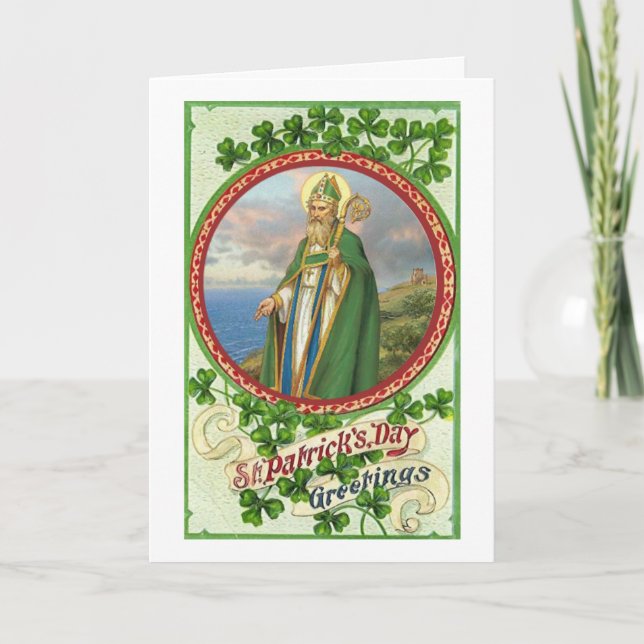 Tarjeta Día de San Patricio Saludos religiosos (Anverso)
