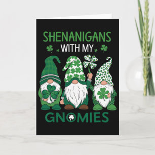 Tarjeta Día de San Patricio Shamrock Afortunado Gnomos Leo