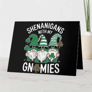 Tarjeta Día de San Patricio Shamrock Afortunado Gnomos Leo