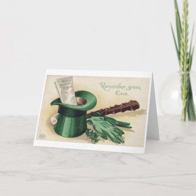 Tarjeta Día de San Patricio, Shamrock, Vintage (Anverso)