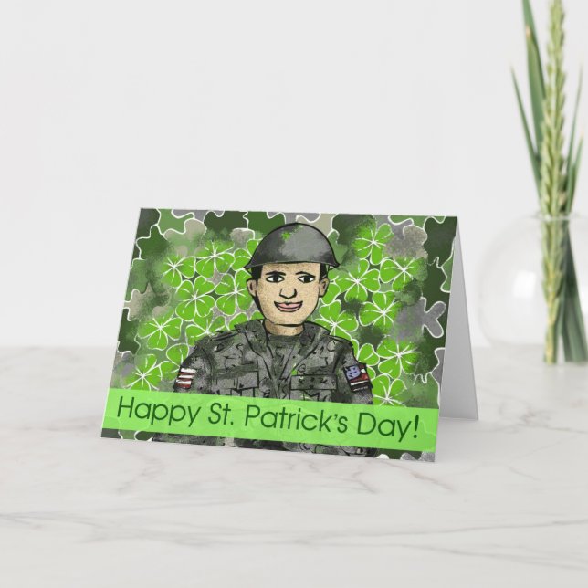 Tarjeta Día de San Patricio: Sonriente soldado (StPatricks (Anverso)