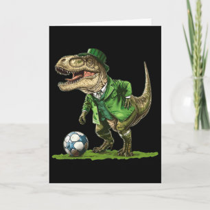 Tarjeta Día de San Patricio T Rex Fútbol Dinosaurio San Pa