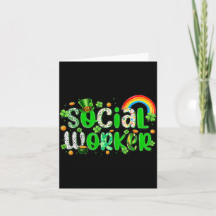 Tarjeta Día de San Patricio trabajador social trébol de la