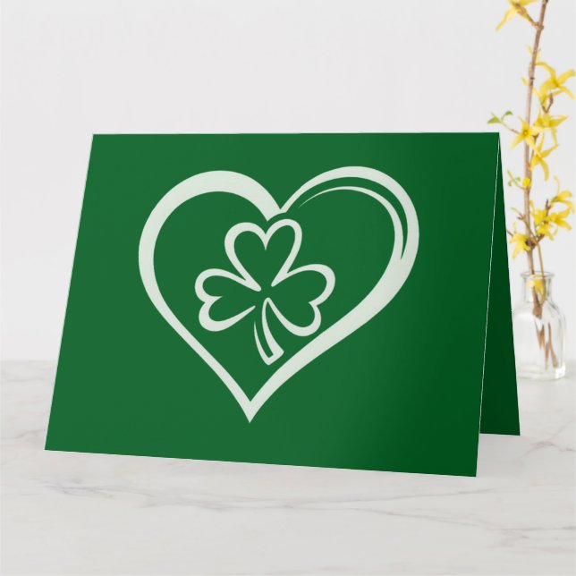 Tarjeta Día de San Patricio Trébol Divertido Corazón Irlan (flor amarilla)