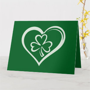 Tarjeta Día de San Patricio Trébol Divertido Corazón Irlan