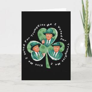 Tarjeta Día de San Patricio Trump 2025 Divertido Bésame Vo