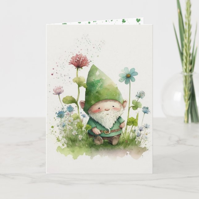 Tarjeta Día de San Patricio Verde Duende   (Anverso)