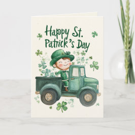 Tarjeta Día de San Patricio y feliz pequeño duende