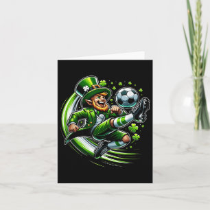 Tarjeta Día de San Patrón Deportes Leprechaun Jugando Fútb