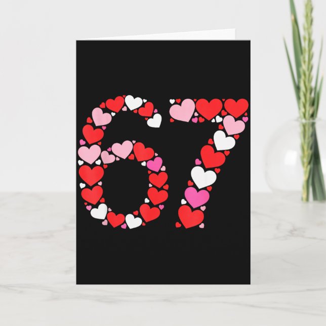 Tarjeta Día de San Valentín 67 Meme Lleno de Corazones Div (Anverso)