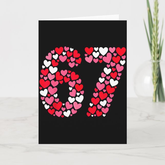 Tarjeta Día de San Valentín 67 Meme Lleno de Corazones Div (Anverso)