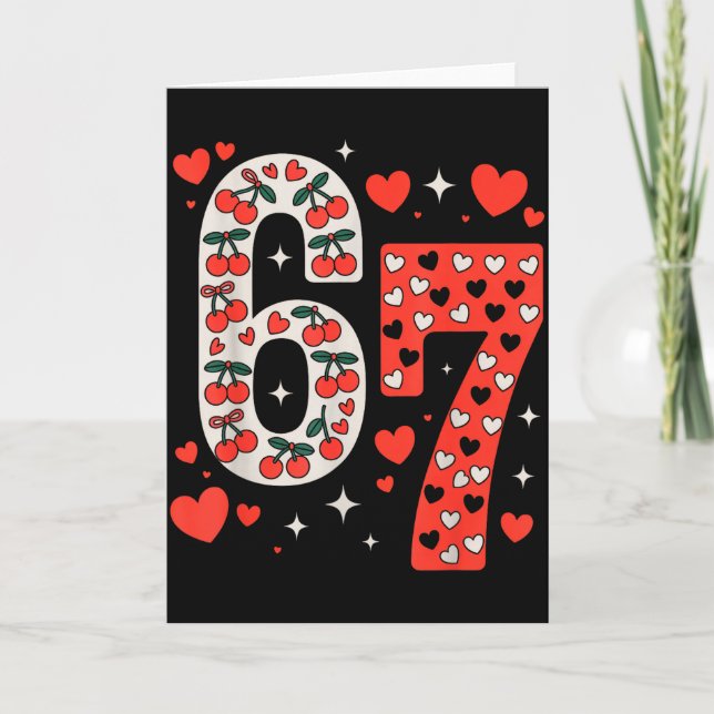 Tarjeta Día de San Valentín 67 Meme Lleno de Corazones Div (Anverso)