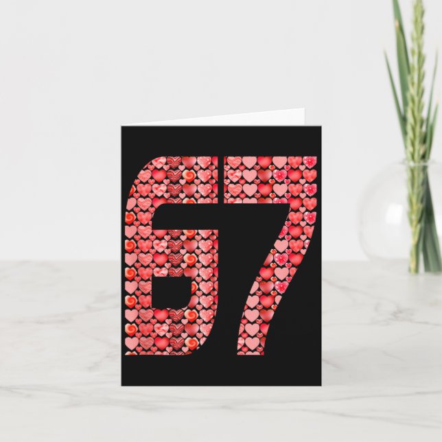 Tarjeta Día de San Valentín 67 Meme Lleno de Corazones Div (Anverso)