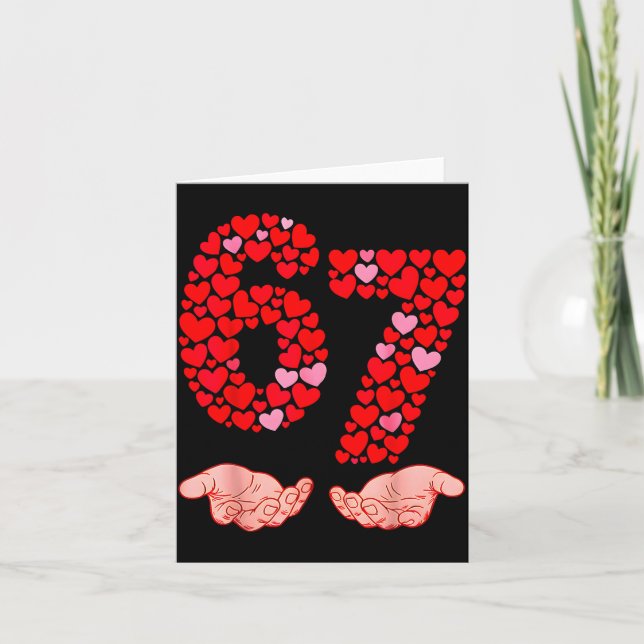 Tarjeta Día de San Valentín 67 Meme Lleno de Corazones Div (Anverso)