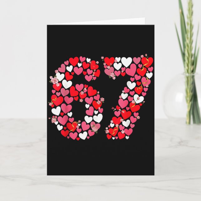 Tarjeta Día de San Valentín 67 Meme Lleno de Corazones Div (Anverso)