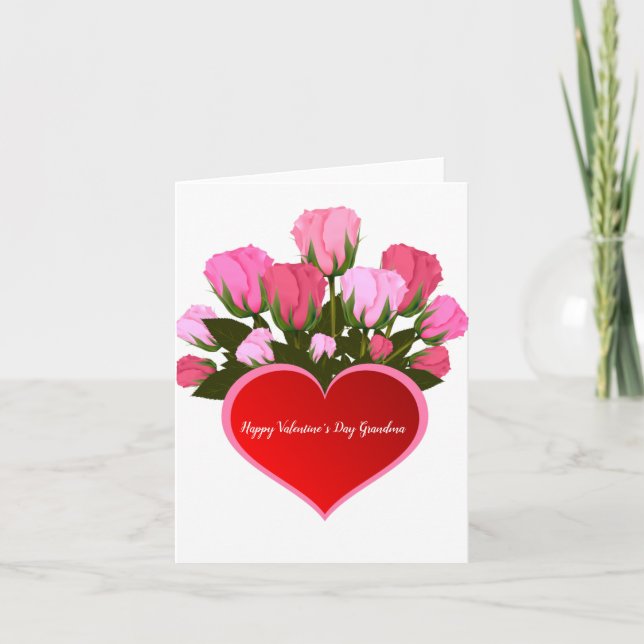 Tarjeta Día de San Valentín Abuela Rosas (Anverso)