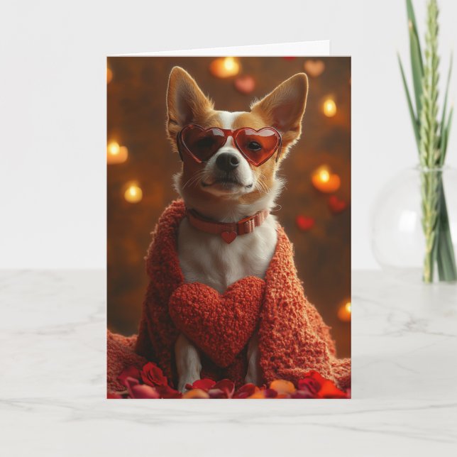 Tarjeta Día de San Valentín acogedor Basenji (Anverso)