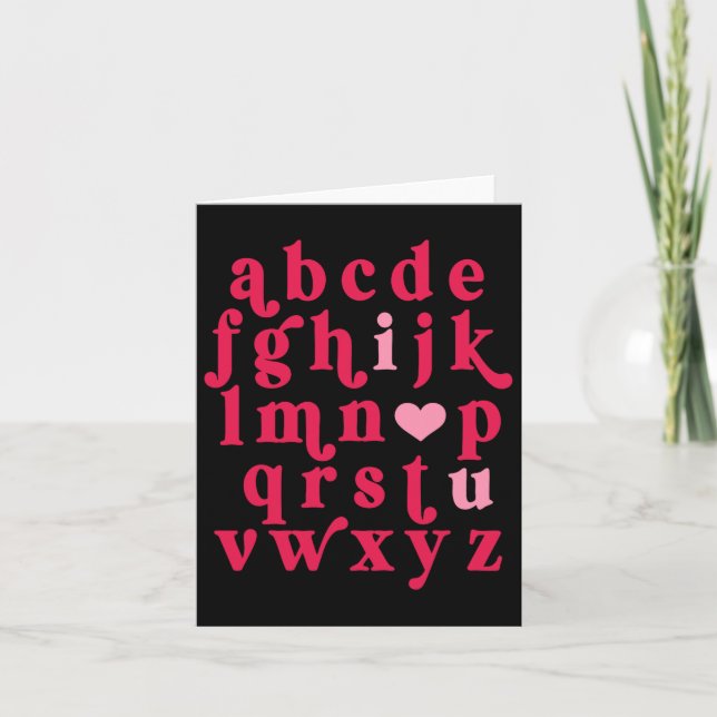 Tarjeta Día de San Valentín Alphabet Abc Te Amo Profesora (Anverso)