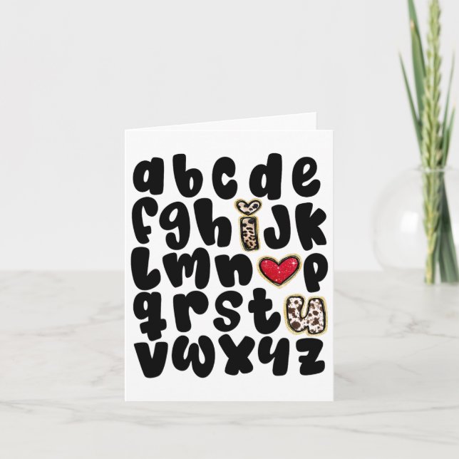 Tarjeta Día de San Valentín Alphabet Abc Te Amo Profesora (Anverso)