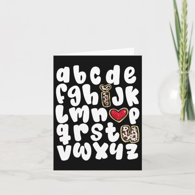 Tarjeta Día de San Valentín Alphabet Abc Te Amo Profesora (Anverso)
