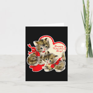 Tarjeta Día de San Valentín Antiguo Gato Gatito Retro Val