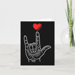Tarjeta Día de San Valentín Asl I Love You Hand Rótulo Lan