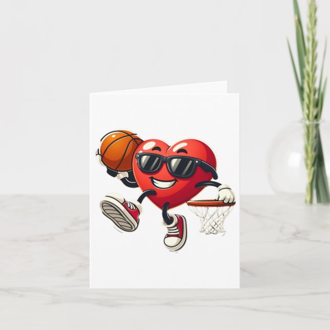 Tarjeta Día de San Valentín Baloncesto Dunking Deportes Ho (Anverso)
