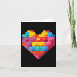 Tarjeta Día de San Valentín bloquea ladrillos cardíacos Ch