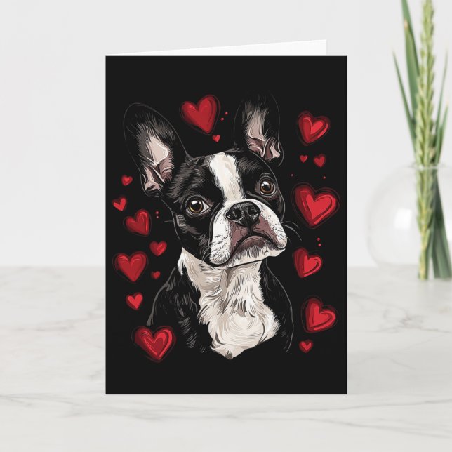 Tarjeta Día de San Valentín Boston Terrier  (Anverso)