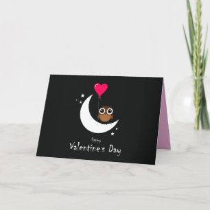 Tarjeta Día de San Valentín Búho Plegable Lindo