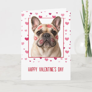 Tarjeta Día de San Valentín Bulldog Francés con Besos
