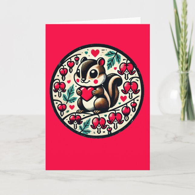Tarjeta Día de San Valentín Chipmunk Corazones Sangrantes  (Anverso)