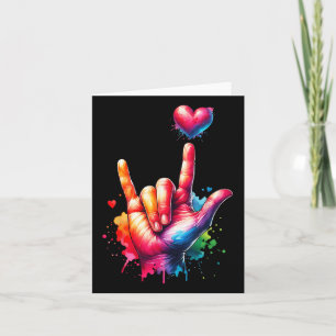 Tarjeta Día de San Valentín Colorful Asl Te Amo Mujeres De