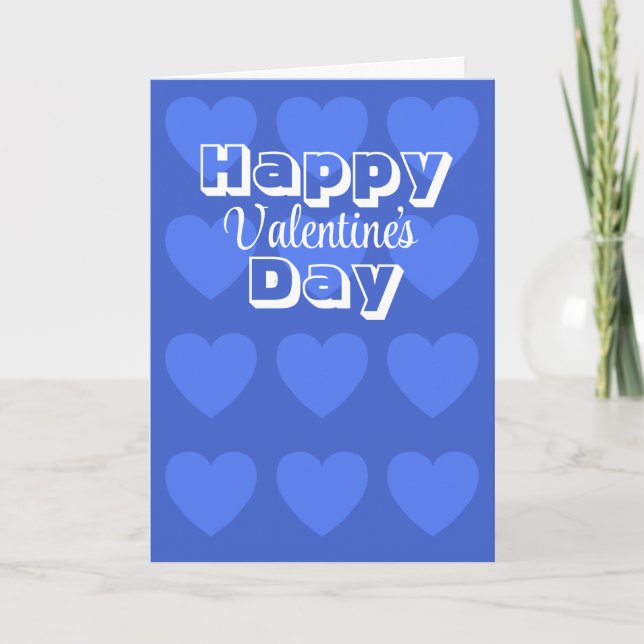 Tarjeta día de San Valentín con corazones azules d (Anverso)