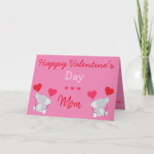 Tarjeta Día de San Valentín con tema de elefante para mamá